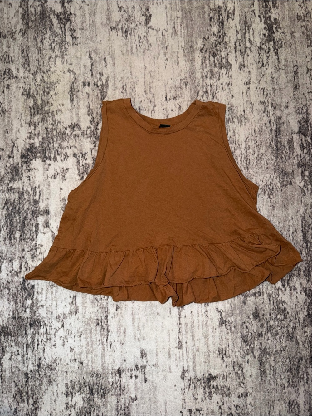 wild fable Sleeveless Ruffle-Hem Cropped Tank Top - Rust Brown- size small